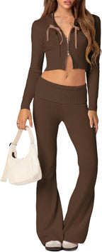 Conjunto de Punto Crop + Pantalón