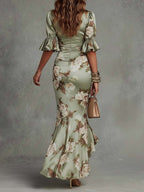 Vittoria  | Vestido largo con estampado floral y mangas acampanadas