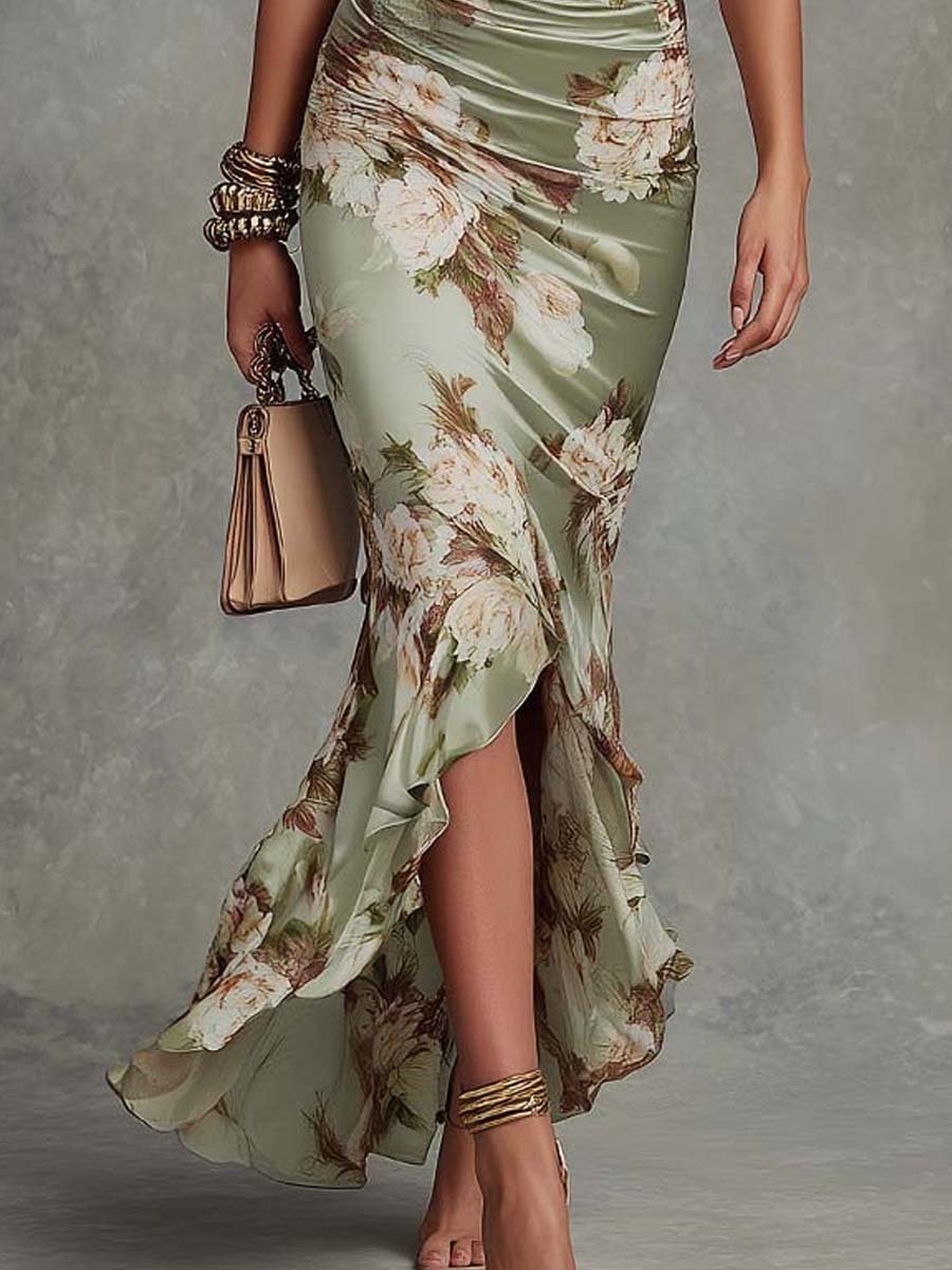 Vittoria  | Vestido largo con estampado floral y mangas acampanadas