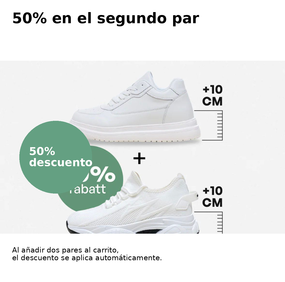 Zapatillas con Alza Invisible Mia Velucci · +6/+8/+10 cm · Unisex